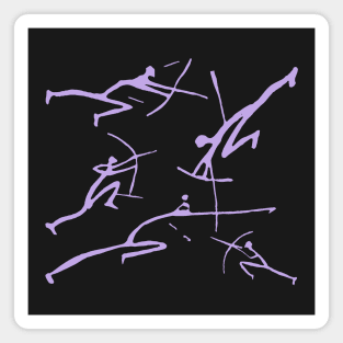 Digital Lavender Bowmen Minimalist Paleolithic Cave Art Bow Fight Magnet